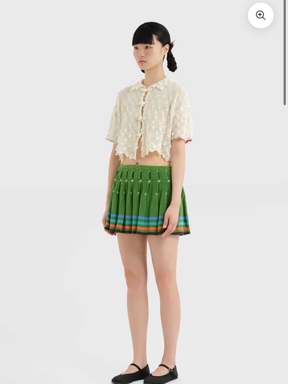 YAN-YAN Textured Tie-Front Blouse